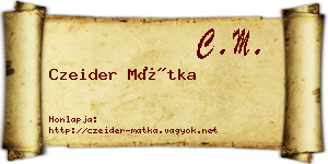 Czeider Mátka névjegykártya